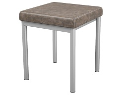 Банкетка 1-местная мягкая 380х380х420 мм 261-С.КЧ (обивка - экокожа коричневый, м/к серый)