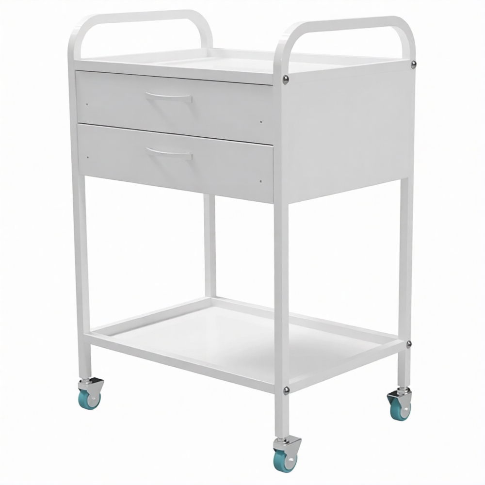 Стол медицинский инструментальный СМИ-02-02 (полки металл, колёса серая резина)