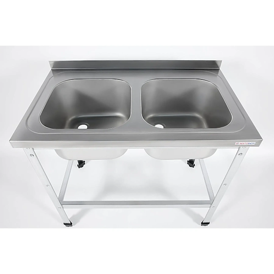 Ванна моечная двухсекционная цельнотянутая с бортом ВМЦ-2/10/6-БО-ЭЦ