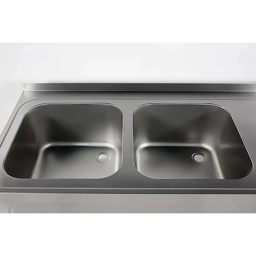 Ванна моечная двухсекционная цельнотянутая с бортом ВМЦ-2/15/7-БЛ