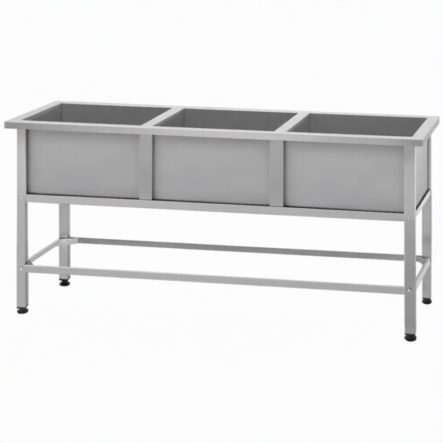 Ванна моечная ВМСн 530/3  3 м/о 430х430х300 (полка 3 отв. борт; ножка проф. тр. 40х40)