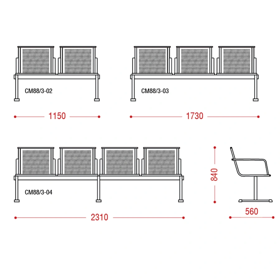 Многоместная секция Форум (модель СМ 88/3)
