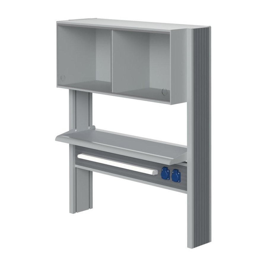 Технологический стеллаж со шкафом 360 мм для пристенного стола Mod. 900 ТСПШ-36