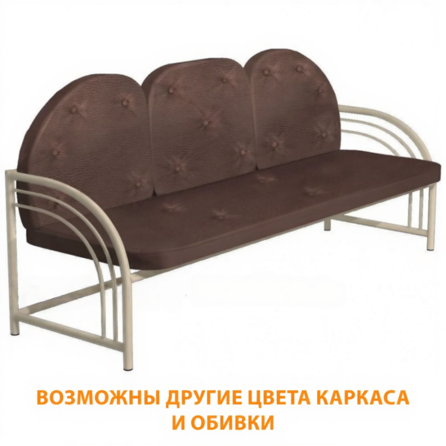 Диван трехместный Д-3 (кожзам Эконом коричневый, каркас бежевый)