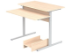Стол для кабинета информатики компьютерный 1-местный школьный (дуб "Молочный", м/к серый, квадратная труба)