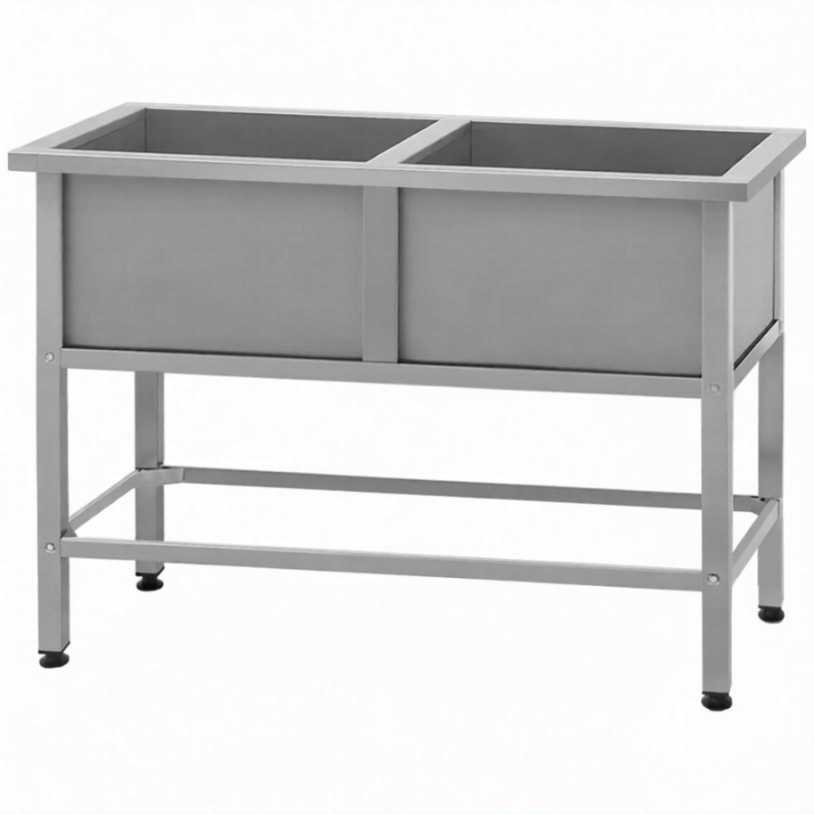 Ванна моечная ВМСн 630/2  2 м/о 530х530х350 (полка 2 отв. борт; ножка проф. тр. 40х40)